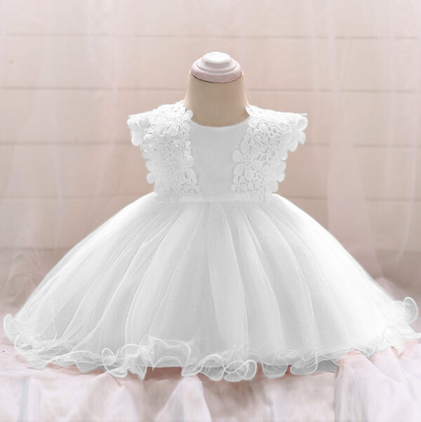 Baby Girl Birthday Dress – Floral Mesh Tutu Baptism Dress
