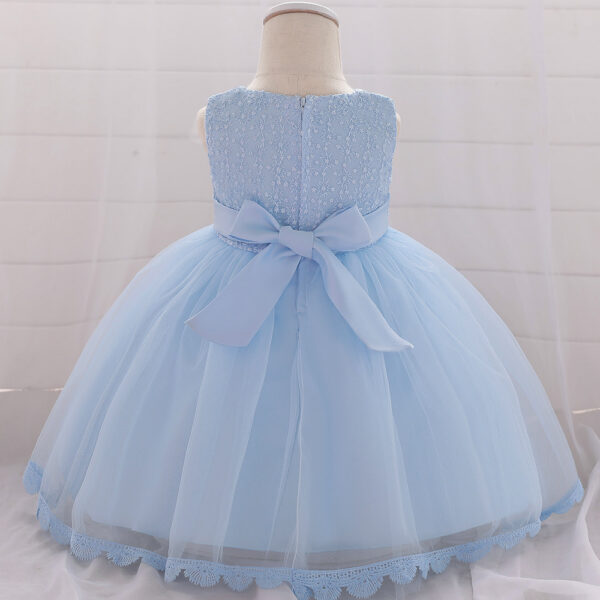 Baby Girl Christening Tutu Dress – Floral Embroidered Sequins Dress