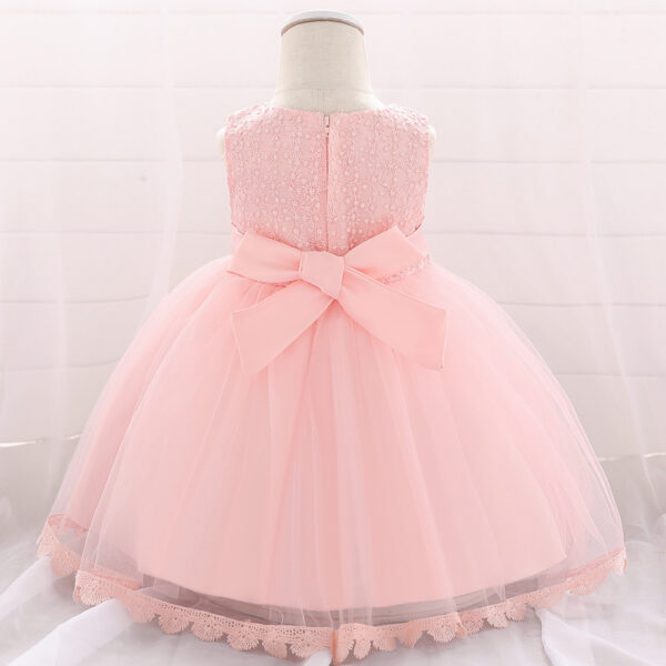 Baby Girl Christening Tutu Dress – Floral Embroidered Sequins Dress