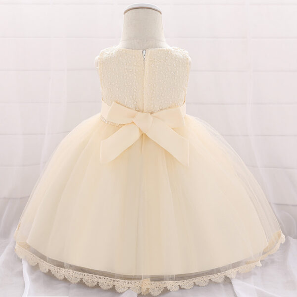 Baby Girl Christening Tutu Dress – Floral Embroidered Sequins Dress