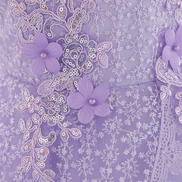 Baby Girl Christening Tutu Dress – Floral Embroidered Sequins Dress