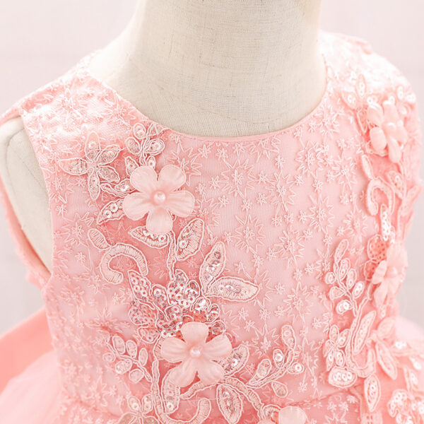 Baby Girl Christening Tutu Dress – Floral Embroidered Sequins Dress