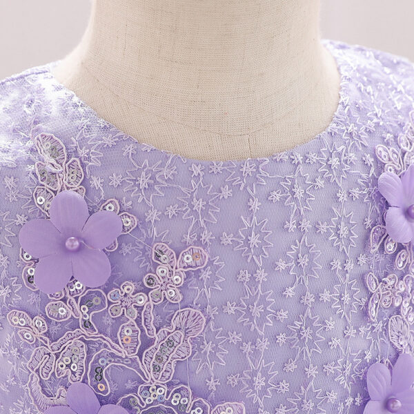 Baby Girl Christening Tutu Dress – Floral Embroidered Sequins Dress