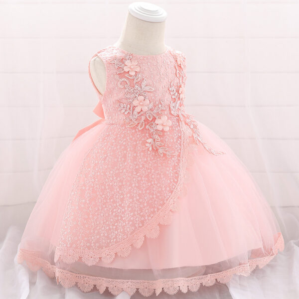 Baby Girl Christening Tutu Dress – Floral Embroidered Sequins Dress