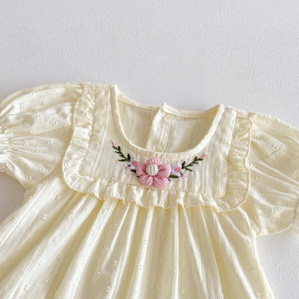 Baby Girl Floral Romper – Short Sleeve Crew Neck Summer Romper