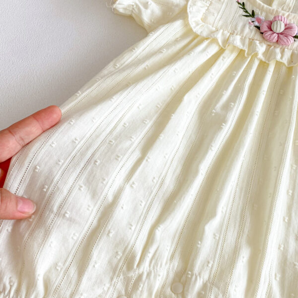 Baby Girl Floral Romper – Short Sleeve Crew Neck Summer Romper