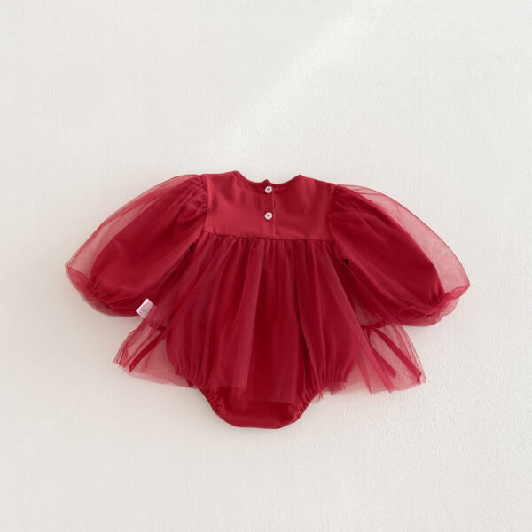 Baby Girl Long Sleeve Onesie – Butterfly Bows Tulle Decorated Onesie