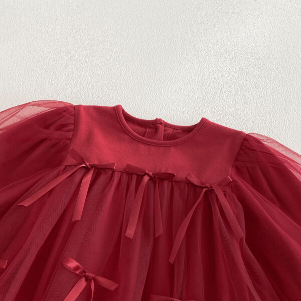 Baby Girl Long Sleeve Onesie – Butterfly Bows Tulle Decorated Onesie