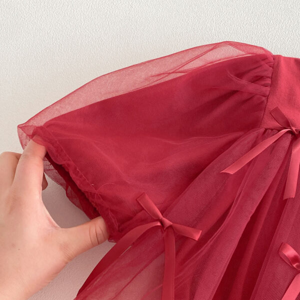 Baby Girl Long Sleeve Onesie – Butterfly Bows Tulle Decorated Onesie