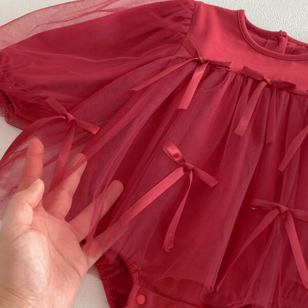 Baby Girl Long Sleeve Onesie – Butterfly Bows Tulle Decorated Onesie