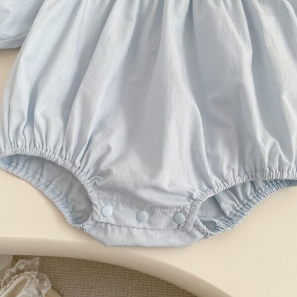 Baby Girl Peter Pan Collar Onesie – Butterfly Bows Lace Trim Spring Onesie