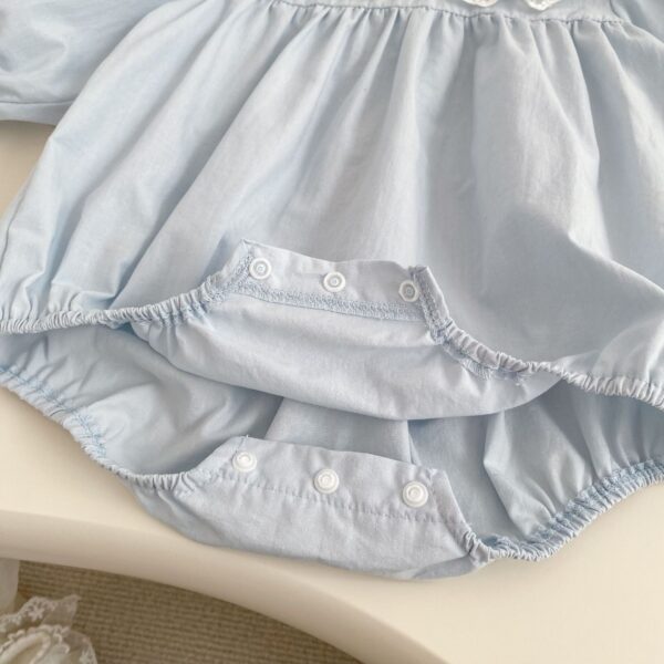 Baby Girl Peter Pan Collar Onesie – Butterfly Bows Lace Trim Spring Onesie