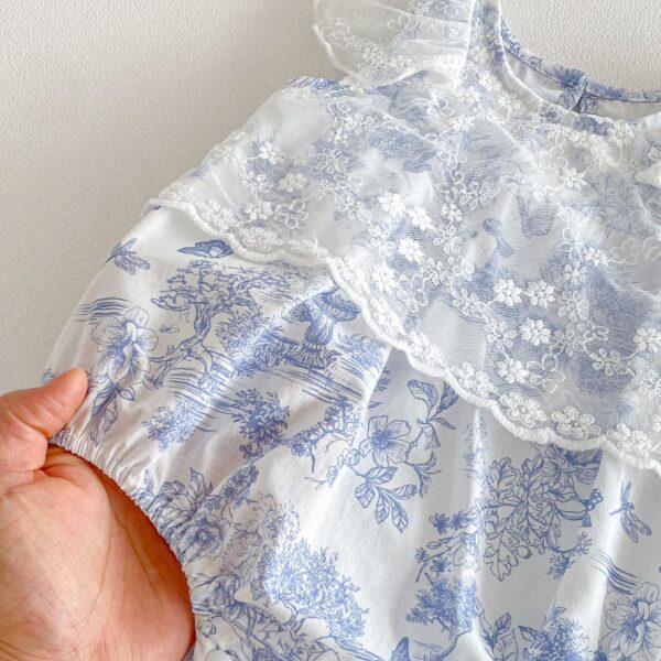 Baby Girl Sleeveless Floral Onesie – Tulle Decorated Summer Onesie