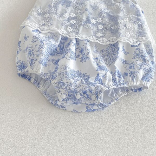 Baby Girl Sleeveless Floral Onesie – Tulle Decorated Summer Onesie