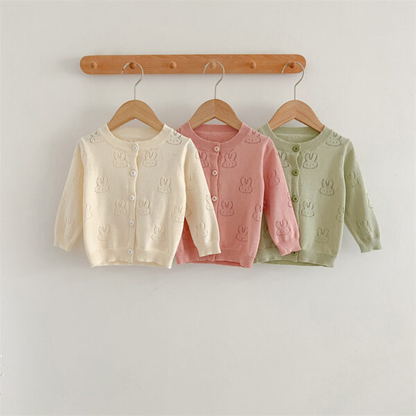 Baby Knit Cardigan – Solid Color Rabbit Pattern Sun Protection Cardigan