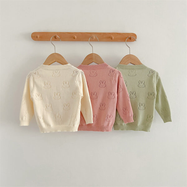 Baby Knit Cardigan – Solid Color Rabbit Pattern Sun Protection Cardigan