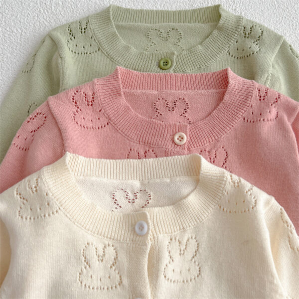 Baby Knit Cardigan – Solid Color Rabbit Pattern Sun Protection Cardigan