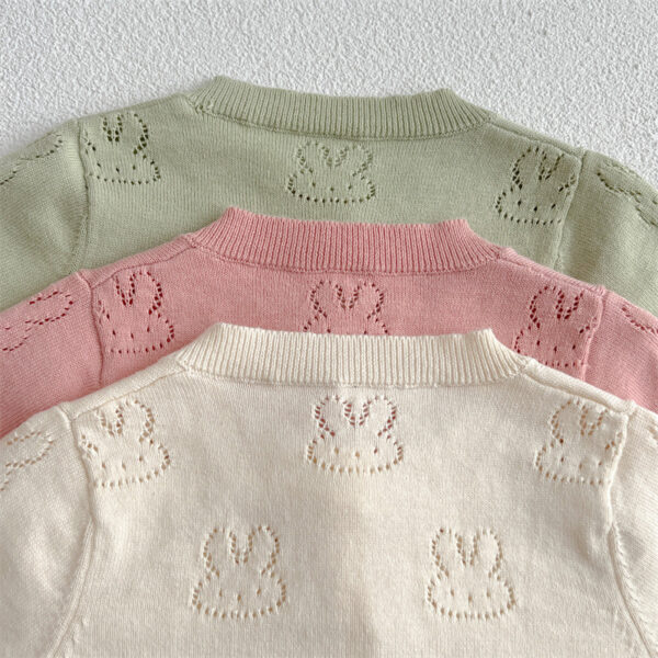 Baby Knit Cardigan – Solid Color Rabbit Pattern Sun Protection Cardigan