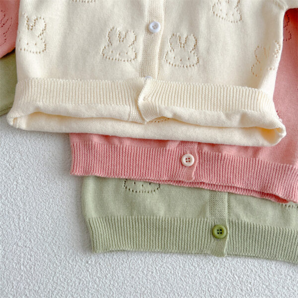 Baby Knit Cardigan – Solid Color Rabbit Pattern Sun Protection Cardigan