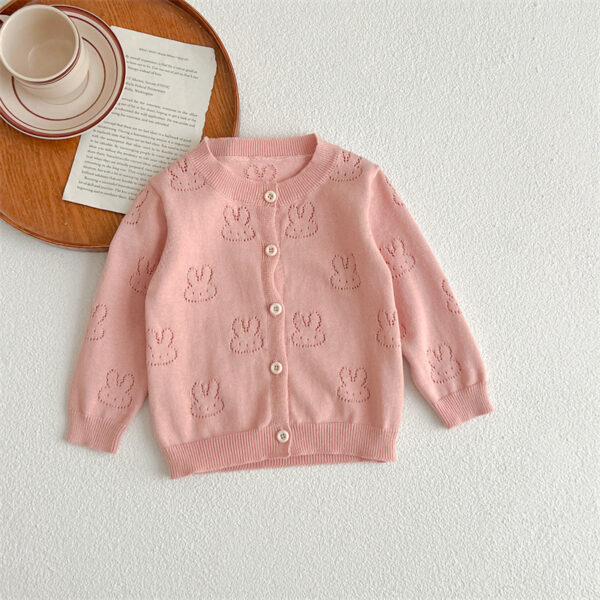 Baby Knit Cardigan – Solid Color Rabbit Pattern Sun Protection Cardigan
