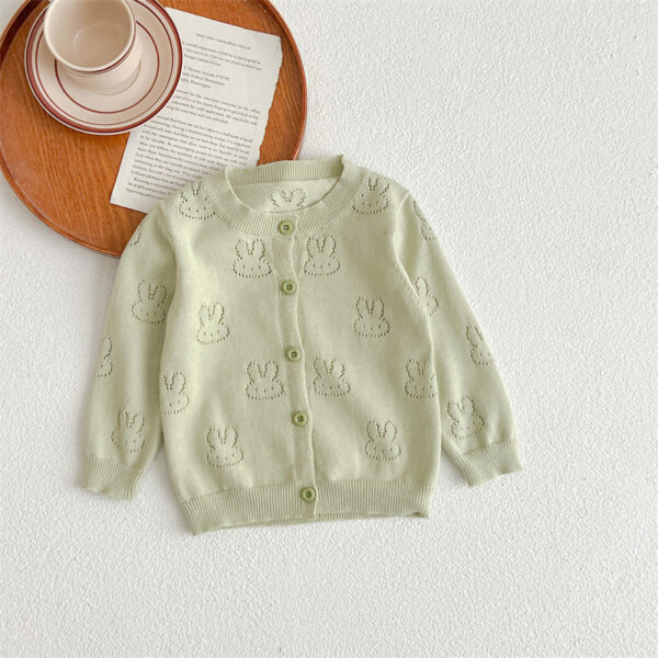 Baby Knit Cardigan – Solid Color Rabbit Pattern Sun Protection Cardigan