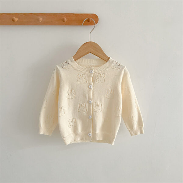 Baby Knit Cardigan – Solid Color Rabbit Pattern Sun Protection Cardigan