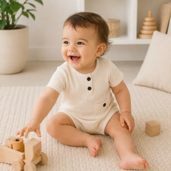 Baby Short Sleeve Onesie – Solid Color Summer Bodysuit