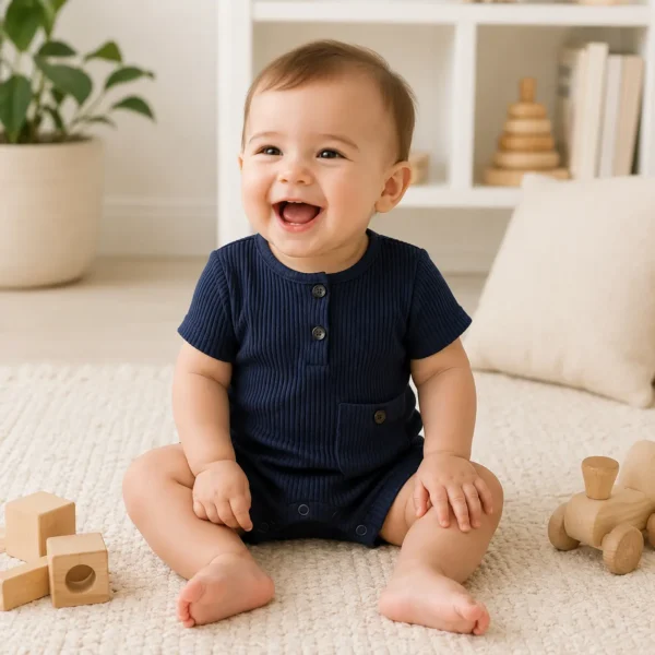 Baby Short Sleeve Onesie – Solid Color Summer Bodysuit