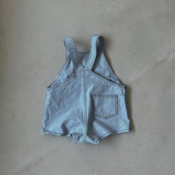 Baby Denim Overalls – Unisex Solid Color Sleeveless Onesie for Spring and Summer