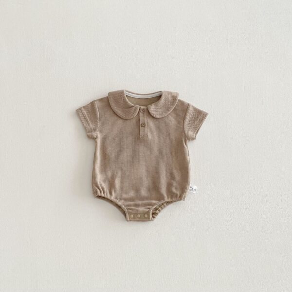 Baby Waffle Grid Onesie – Short Sleeve Solid Color Summer Onesie