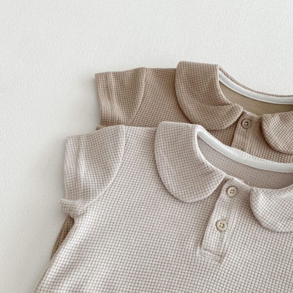 Baby Waffle Grid Onesie – Short Sleeve Solid Color Summer Onesie