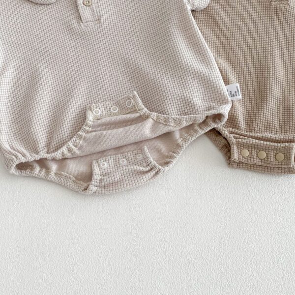 Baby Waffle Grid Onesie – Short Sleeve Solid Color Summer Onesie