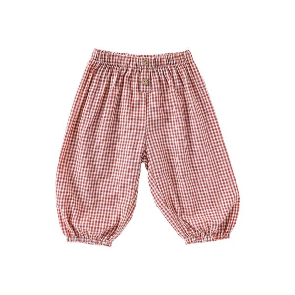 Children’s Summer Casual Pants – Breathable Striped Plaid Home Trousers
