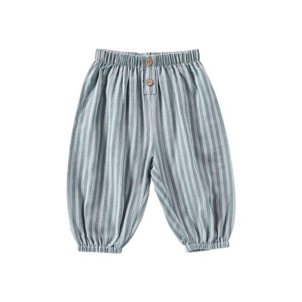 Children’s Summer Casual Pants – Breathable Striped Plaid Home Trousers