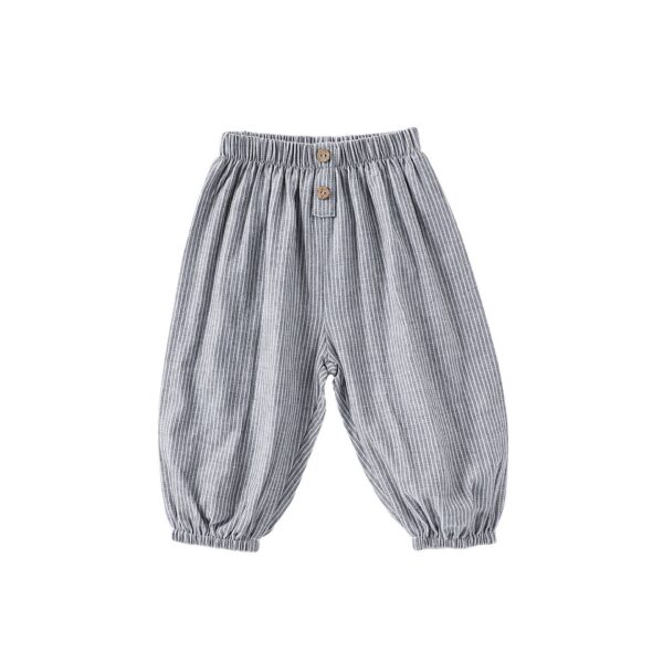 Children’s Summer Casual Pants – Breathable Striped Plaid Home Trousers