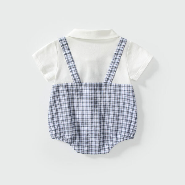 Baby Plaid Onesie – Short Sleeve Summer Baby Outfit with Collar