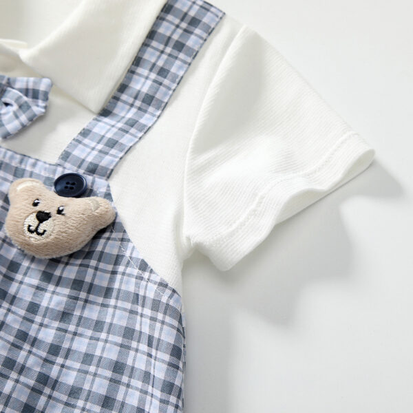 Baby Plaid Onesie – Short Sleeve Summer Baby Outfit with Collar