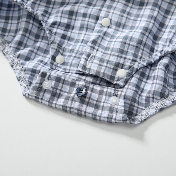 Baby Plaid Onesie – Short Sleeve Summer Baby Outfit with Collar