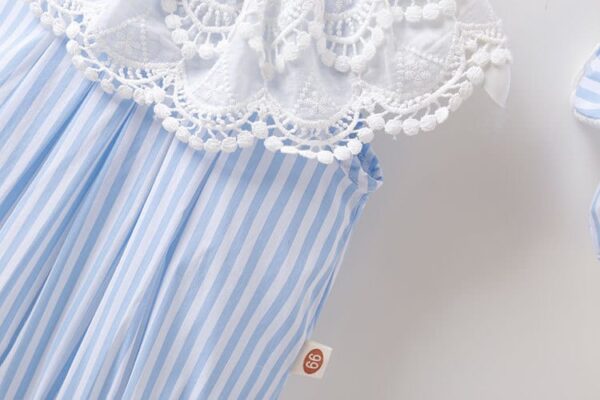 Baby Girl Striped Onesie – Summer Cotton Onesie with Ruffle Collar