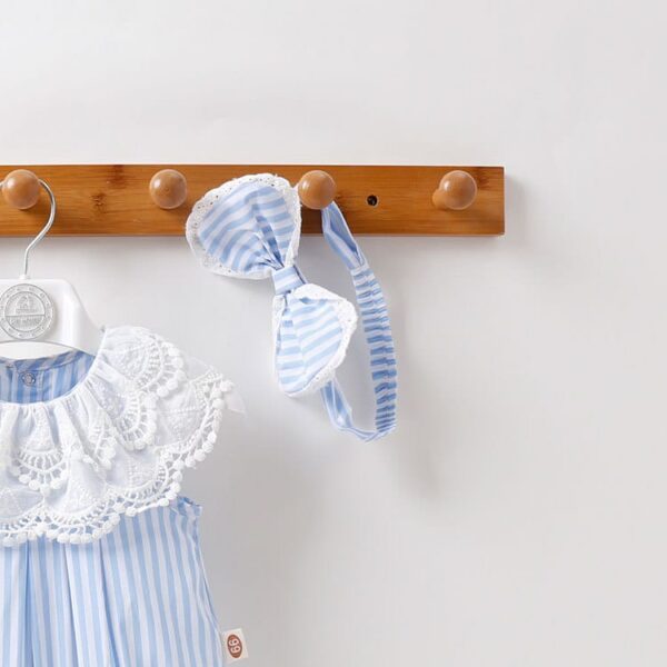 Baby Girl Striped Onesie – Summer Cotton Onesie with Ruffle Collar