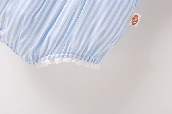 Baby Girl Striped Onesie – Summer Cotton Onesie with Ruffle Collar