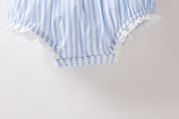 Baby Girl Striped Onesie – Summer Cotton Onesie with Ruffle Collar
