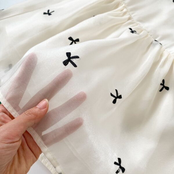 Summer Baby Girl Matching Set – Butterfly Bow Embroidered Gauze Onesie and Dress