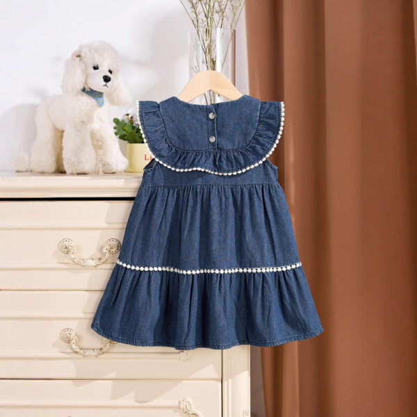 Summer Girls Denim Dress – Sleeveless Embroidered Flower Dress