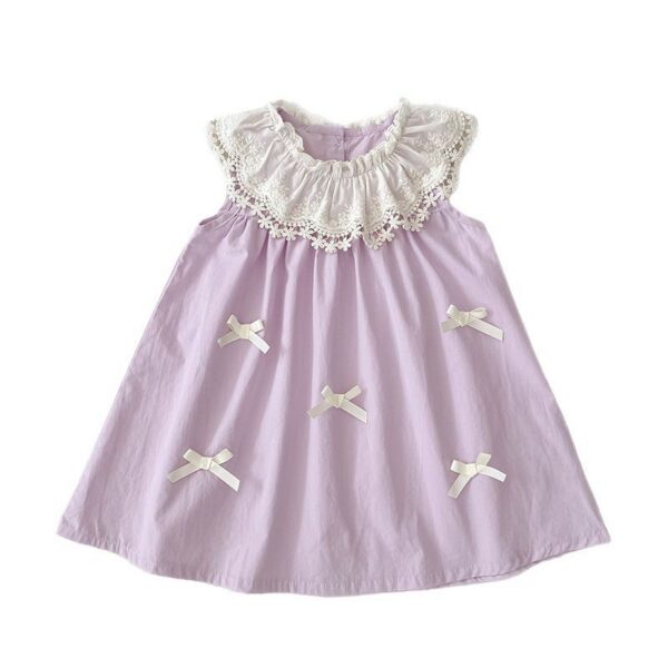 Summer Girls Matching Set – Patchwork Sleeveless Onesie and Dress with Floral Collar