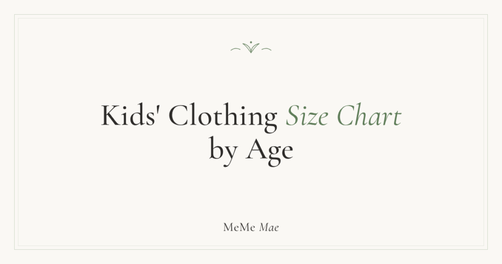MeMe Mae journal cover for a kids' clothing size chart by age